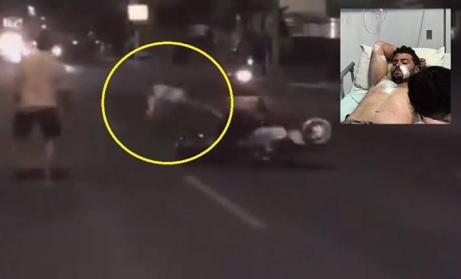 podiumnews.com-Bule Mabuk Ngamuk Tendang Pengendara Motor di Jalan Sunset Road 